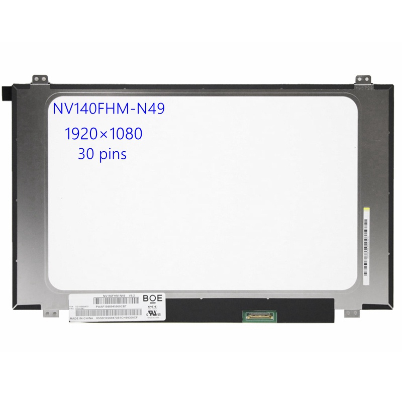 Dalle écran LCD 14" LED NV140FHM-N49 V8.2 - Résolution 1920x1080, Connecteur 30 Pins Droite - Pour Ordinateur Portable