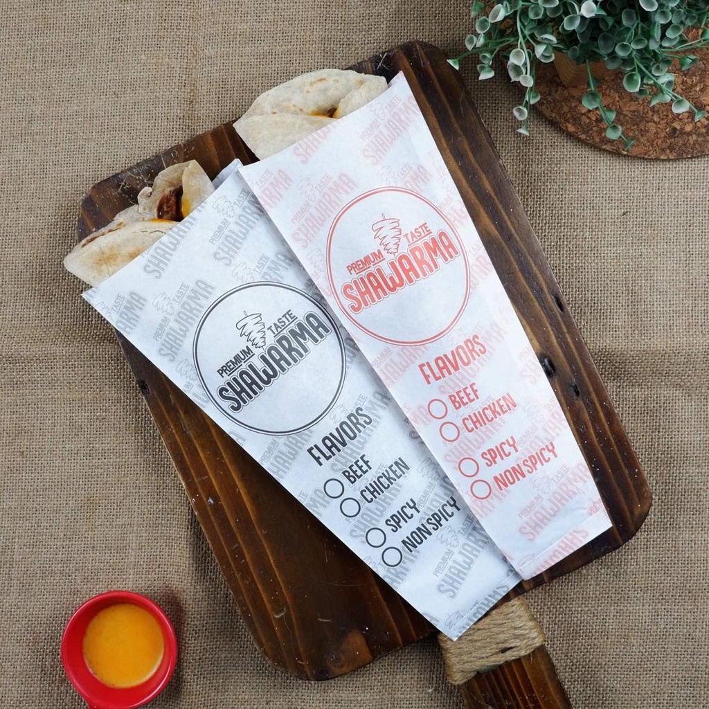 Shawarma Wrapper Prem2 Design with Flavors(100pcs) Greaseproof Paper