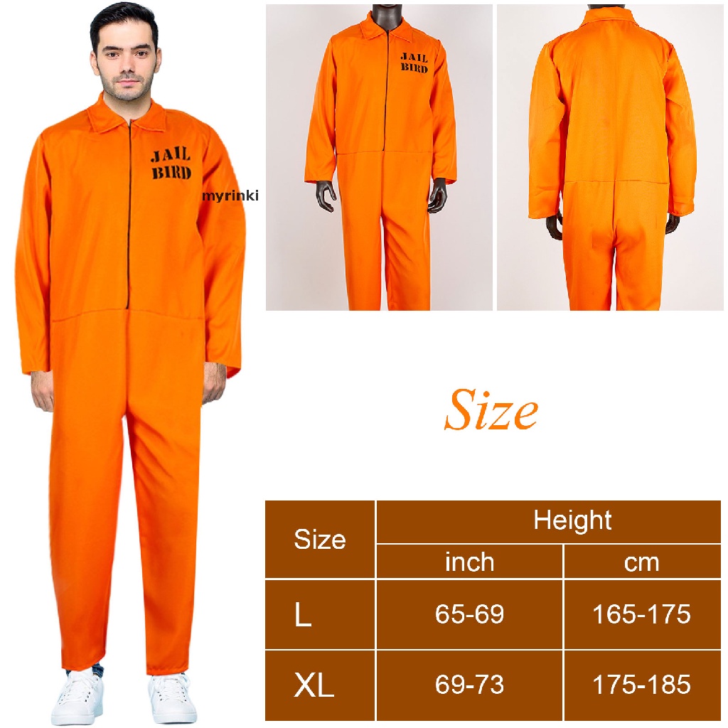 myrinki Prisoner Jumpsuit Orange Prison Inmate Halloween Costume
