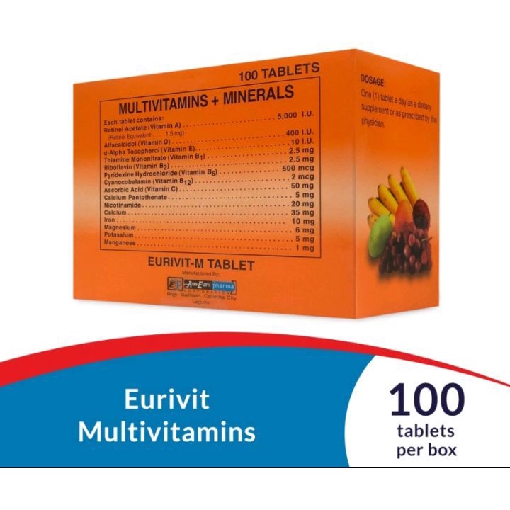 EURIVITM MULTIVITAMINS + MINERALS tablet 100s Shopee Philippines
