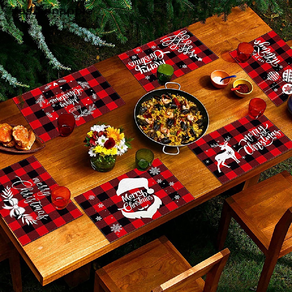 FAPH Merry Christmas Placemat Ornament Christmas Decorations Tableware
