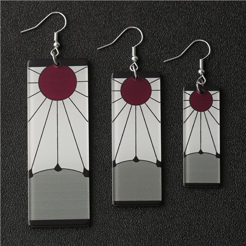 Demon Slayer Drop Earrings Kamado Tanjirou Kimetsu No Yaiba Sun Earth ...