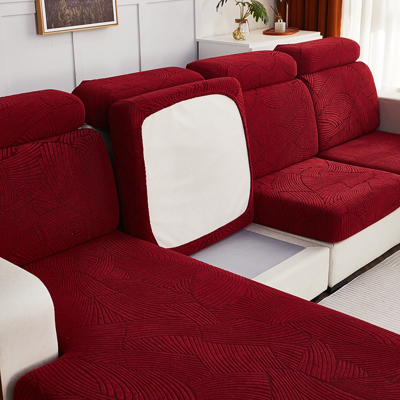 Elastic Velvet Sofa Seat Cushion Cover 1/2/3/4/L Seater Shape Plush