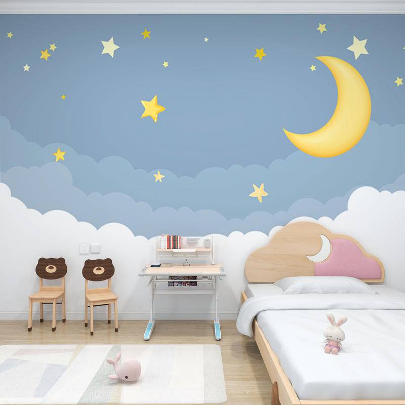 Custom 3D Starry Sky Stars Clouds Moon Wallpaper Children's Room Decor