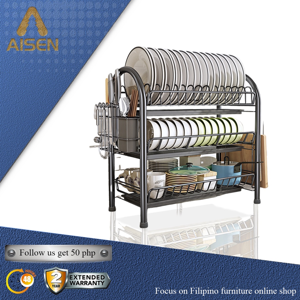 AISEN Stainless Stain Dish Racks Kitchen Spice Rack Multifunction Drain ...