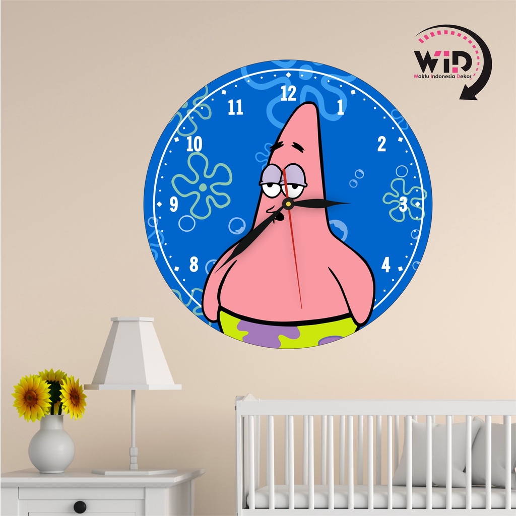 KAYU Patrick Star Wooden Wall Clock Cute Spongebob Cartoon Wall Decor ...