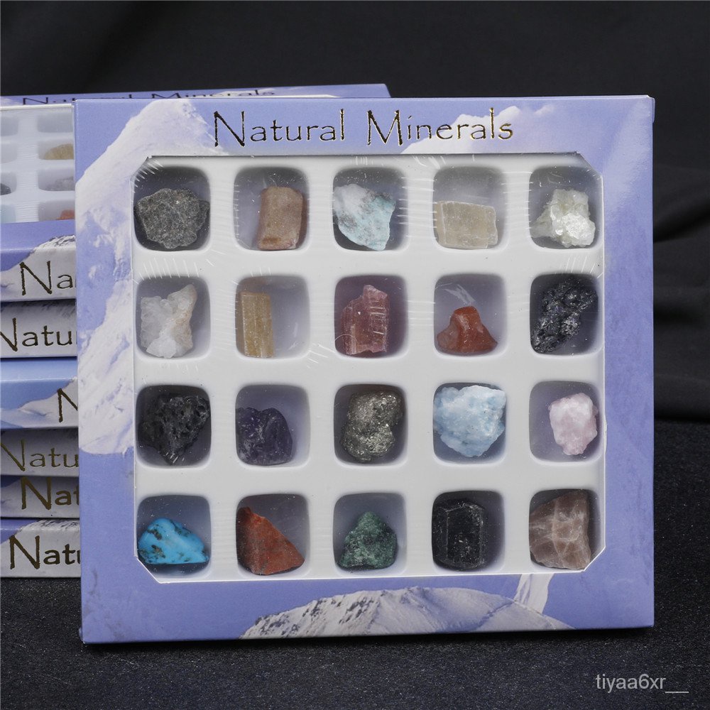 20pcs/Set Raw Crystals Random Natural Stones fossil Box Minerals ...