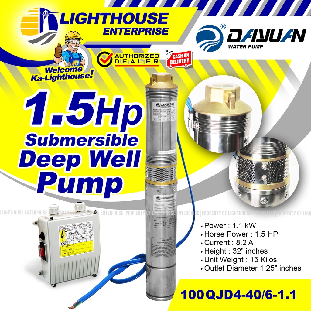 DAYUAN 1.5HP Submersible Deep Well Pump / Submersible Water Pump with