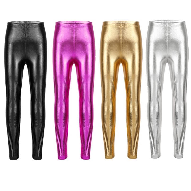 Legging Danse Métallique Fille - Brillant Shiny Pour Spectacle Gymnastique