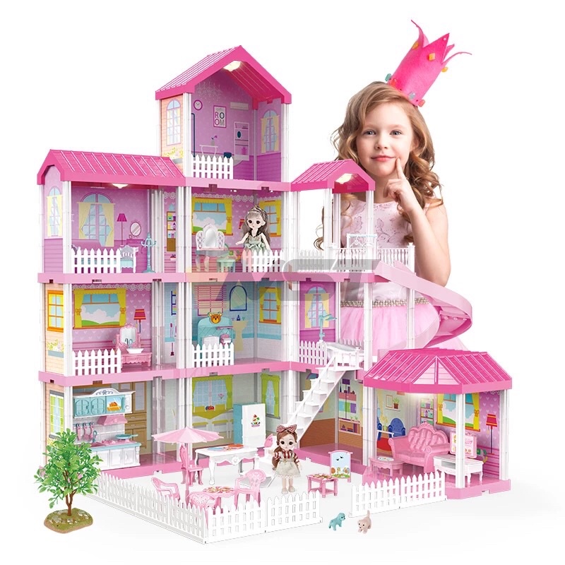 Large Size Dollhouse with lights Princess Castle Villa Dream House for ...