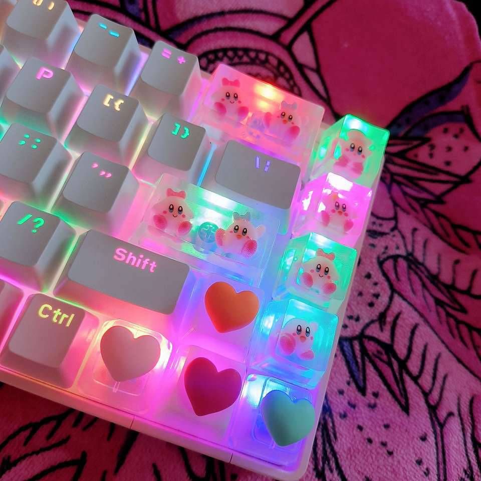 11.11!Pink Glitter Star Kirby Epoxy DIY Keycap Mechanical Keyboard ...