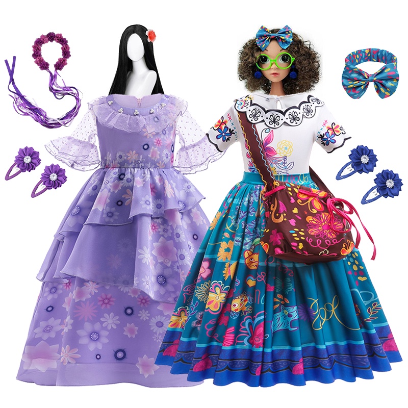 Disney Girls Encanto Mirabel Madrigal Dress Kids Party Cosplay Costume ...