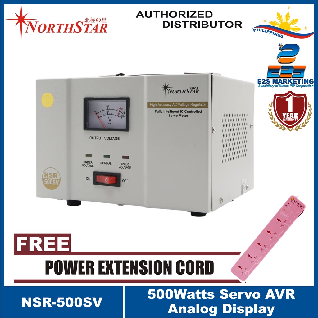 Northstar 500Watts AVR ServoType Voltage Stabilizer Analog Display NSR