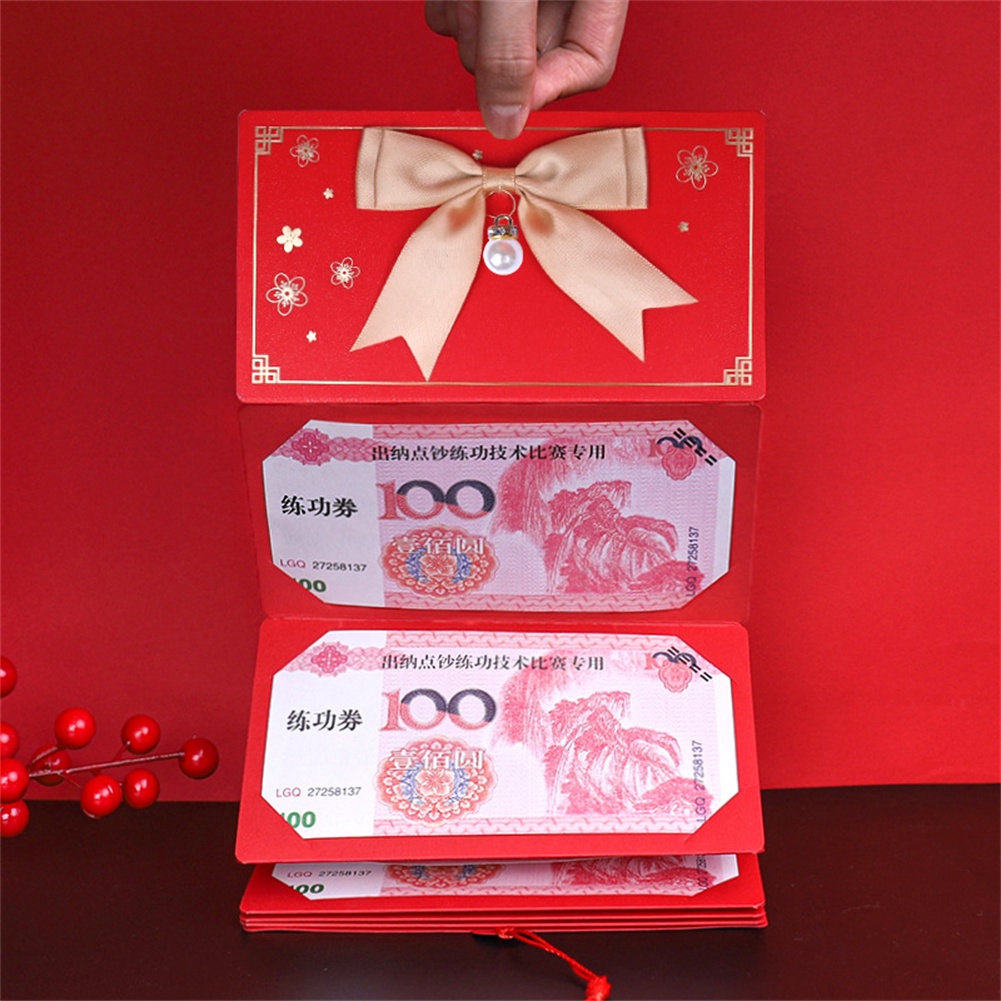 6/8/10 Card Slot 2023 New Year Folding Red Envelopes Cny Spring