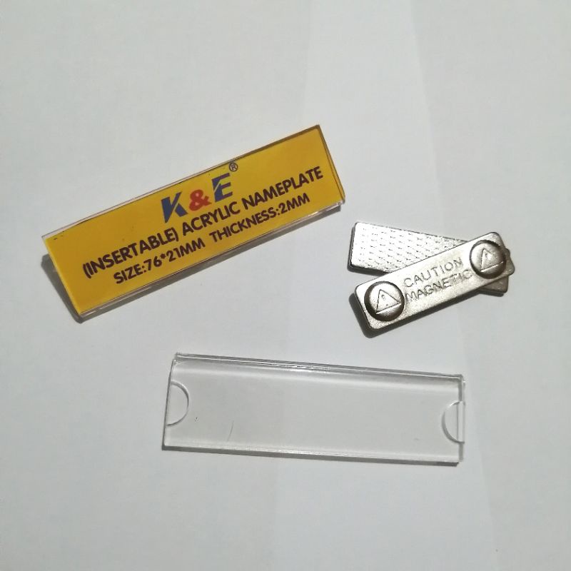 (10PCS)(with magnet pin)Insertable Acrylic Nameplate Clear Badge Plate ...