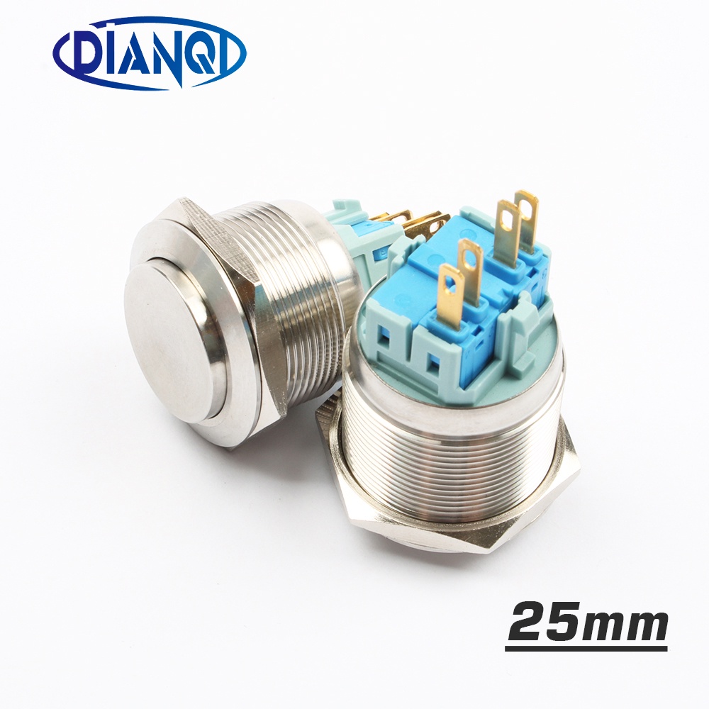 25mm stainless steel metal push button switch round momentary 4 pin ...