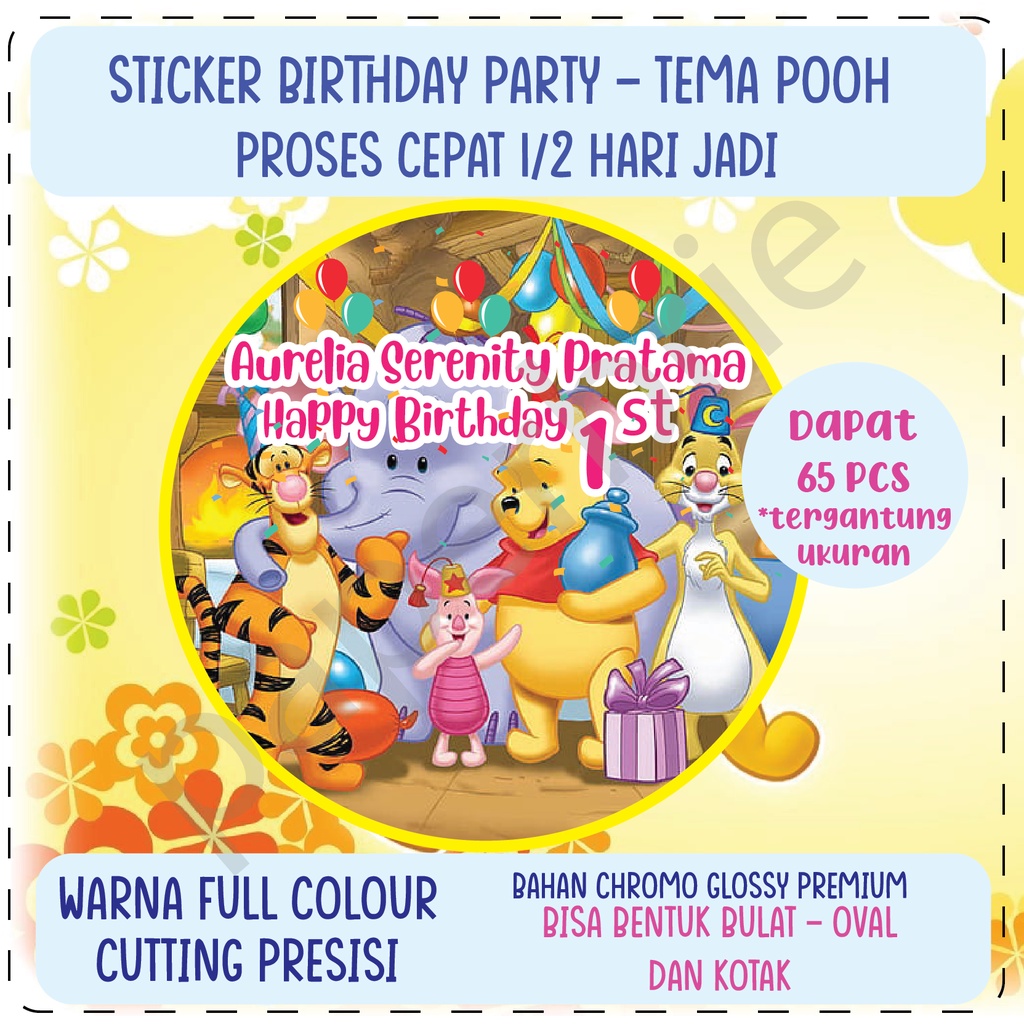 Pooh Party Label Stickers - Children's Birthday Stickers, Hampers ...