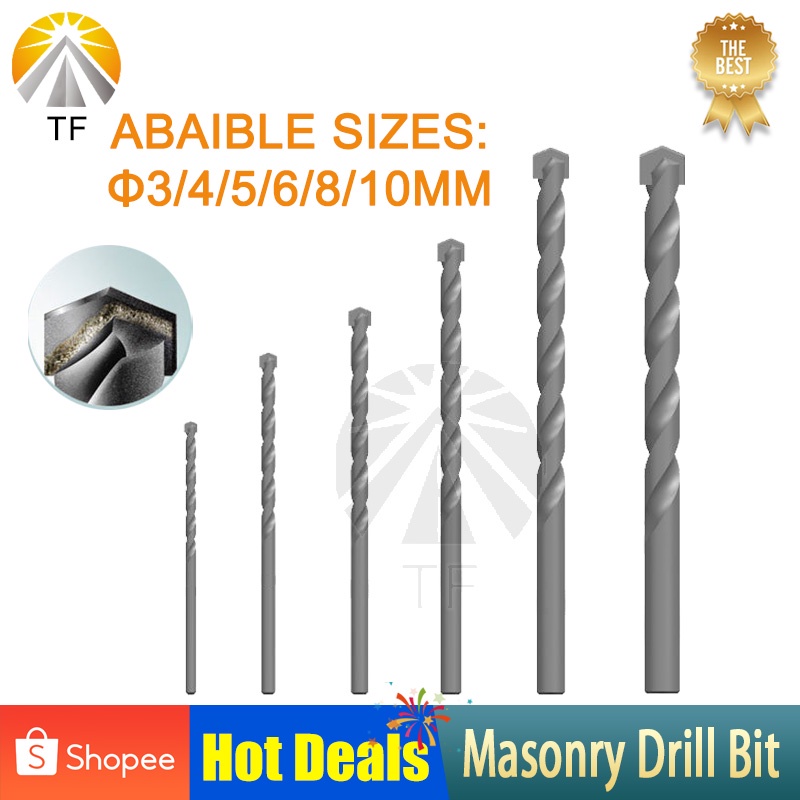 Masonry Drill Bit for Concrete 3mm 4mm 5mm 6mm 8mm 10mm Rotary ...