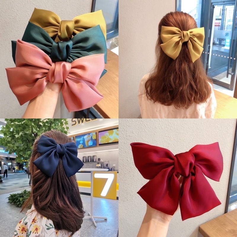1PC Korean Big Bow Hairpin Ribon hair cord cute style Hair Pin Spring ...