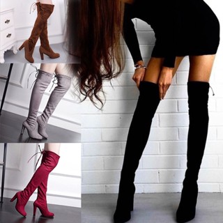 Sexy Women Thigh High Over The Knee Boots Ladies Lace Up Casual Shoes Plus  Size