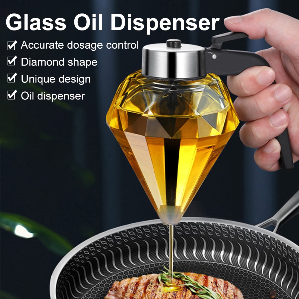 Glass Oil Dispenser No Drip Syrup Honey Dispenser Jar with Stand