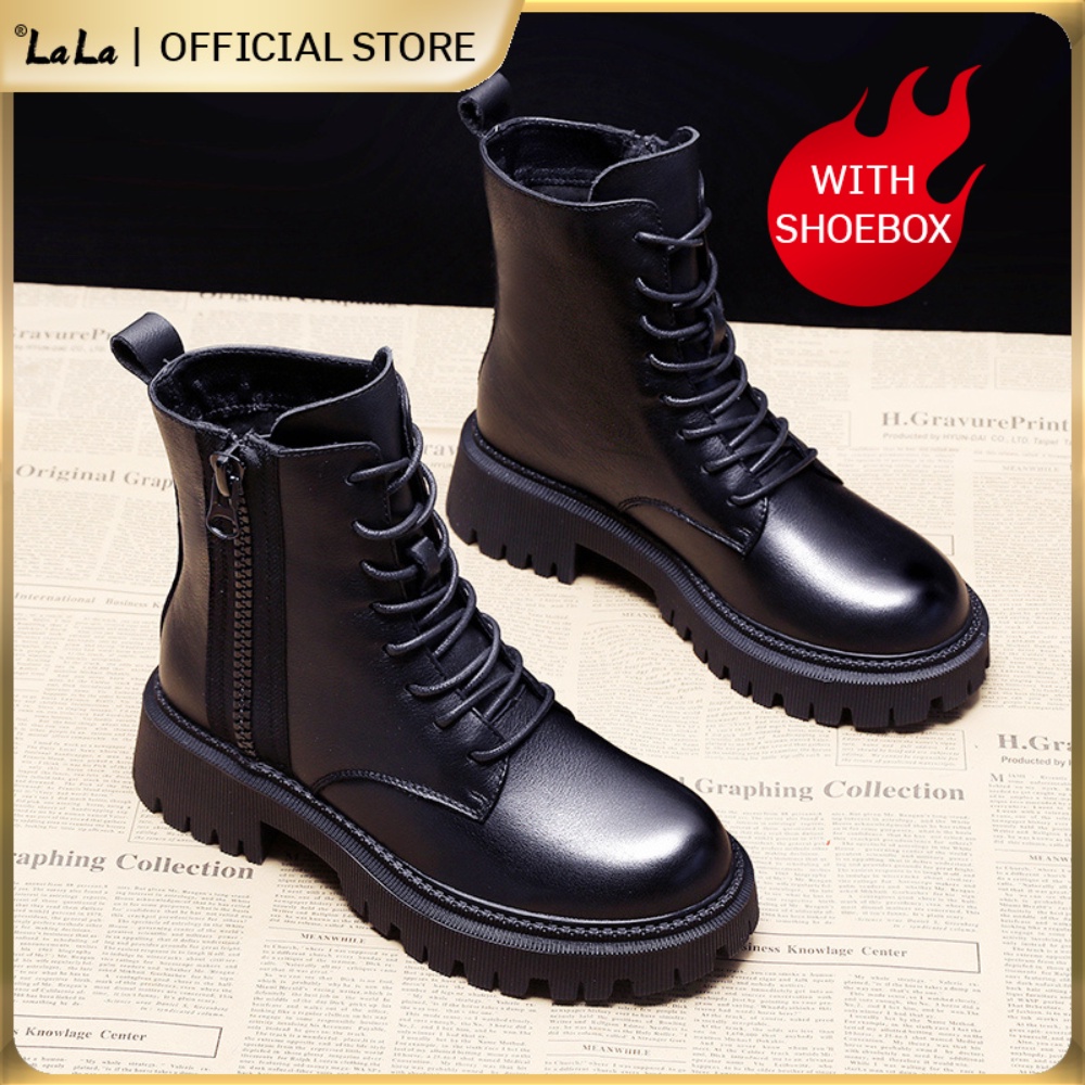 【LaLa】NEw Korean Boots Fashion Casual Black Ankle Boots for women ...