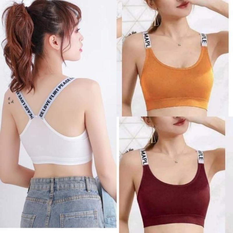 MOVING PEACH Women Sports Bra XL U-neck Yoga Pilates exercise Spaghetti  straps Top with Removable pads DBJ