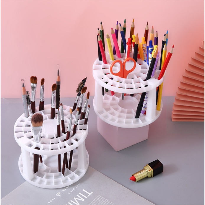 49 Holes Pen Holder Detachable Paint Brush Display Stand Round Makeup