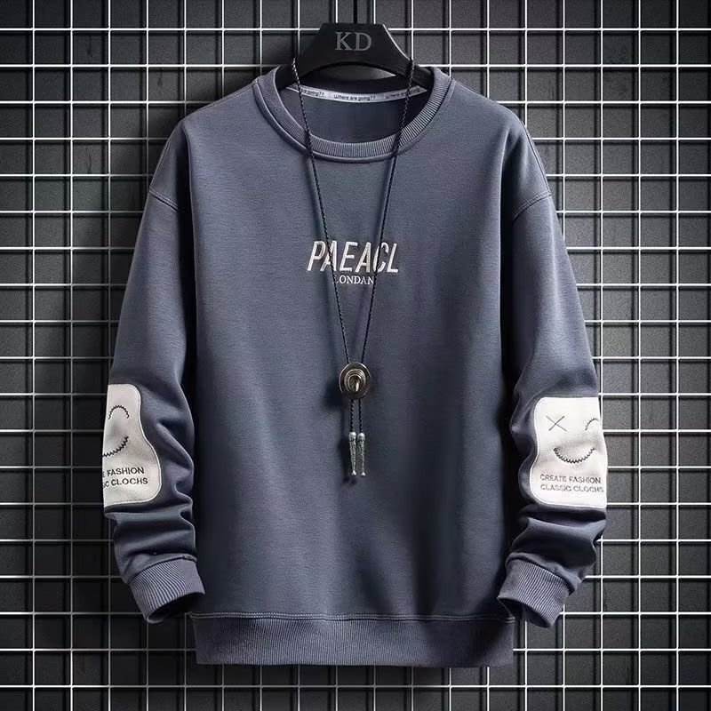 M-XXXL Winter Thin Japanese Style Men's Fashion Crewneck Long Sleeve T ...