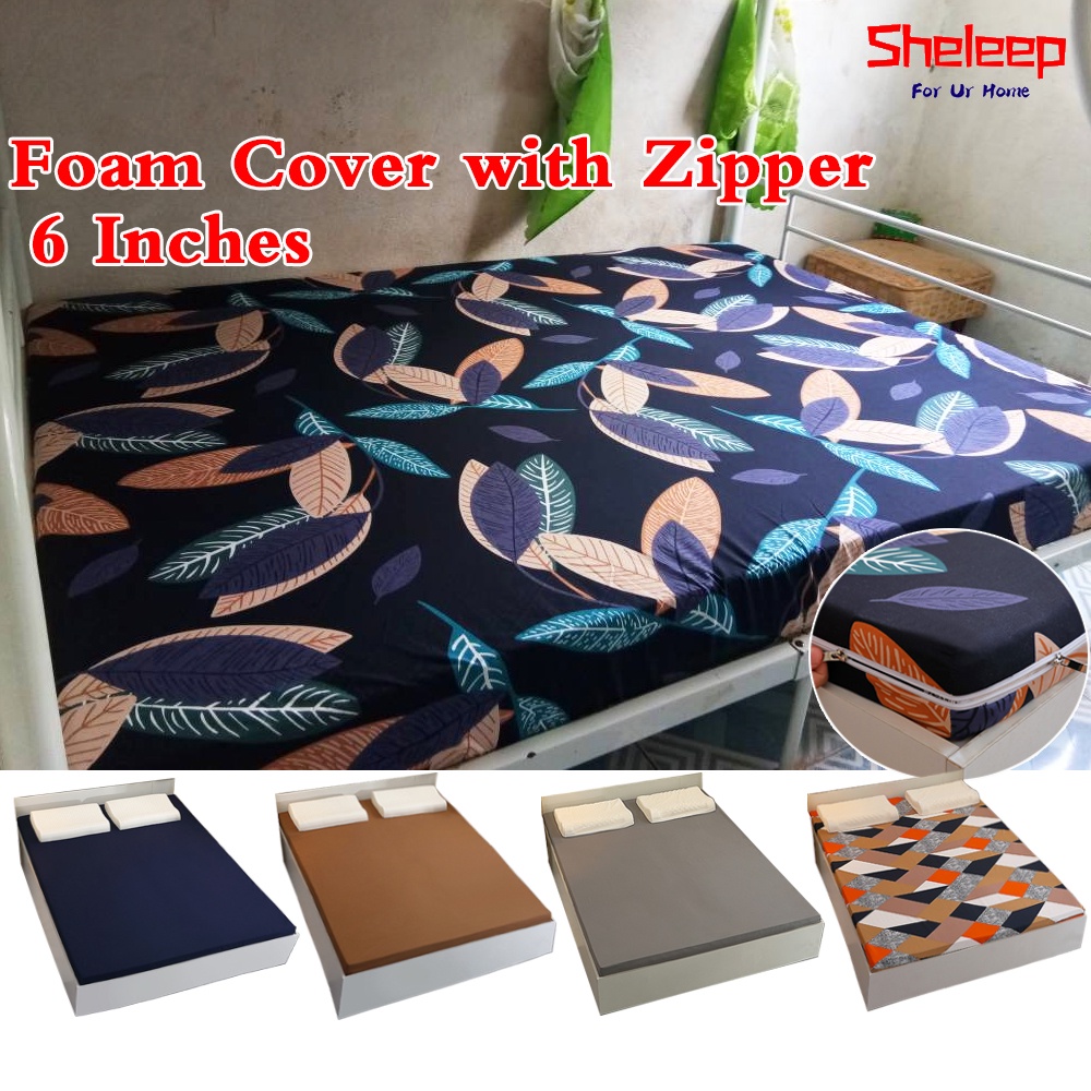 Sheleep 6 Inches Foam Cover with Zipper Uratex Foam Cover Bed Cover Bed