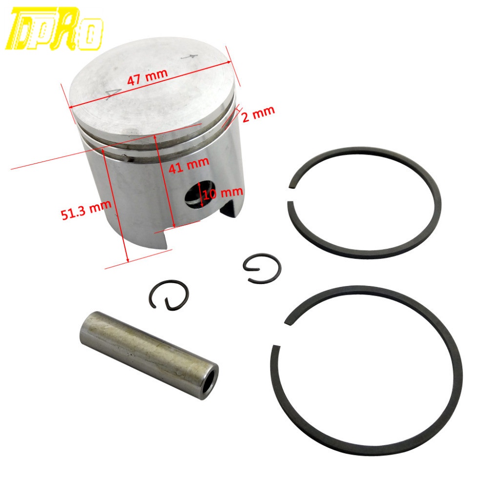 TDPRO 47MM Piston Pin Ring Kit New Piston Rings Set For 2 Stroke 50cc ...