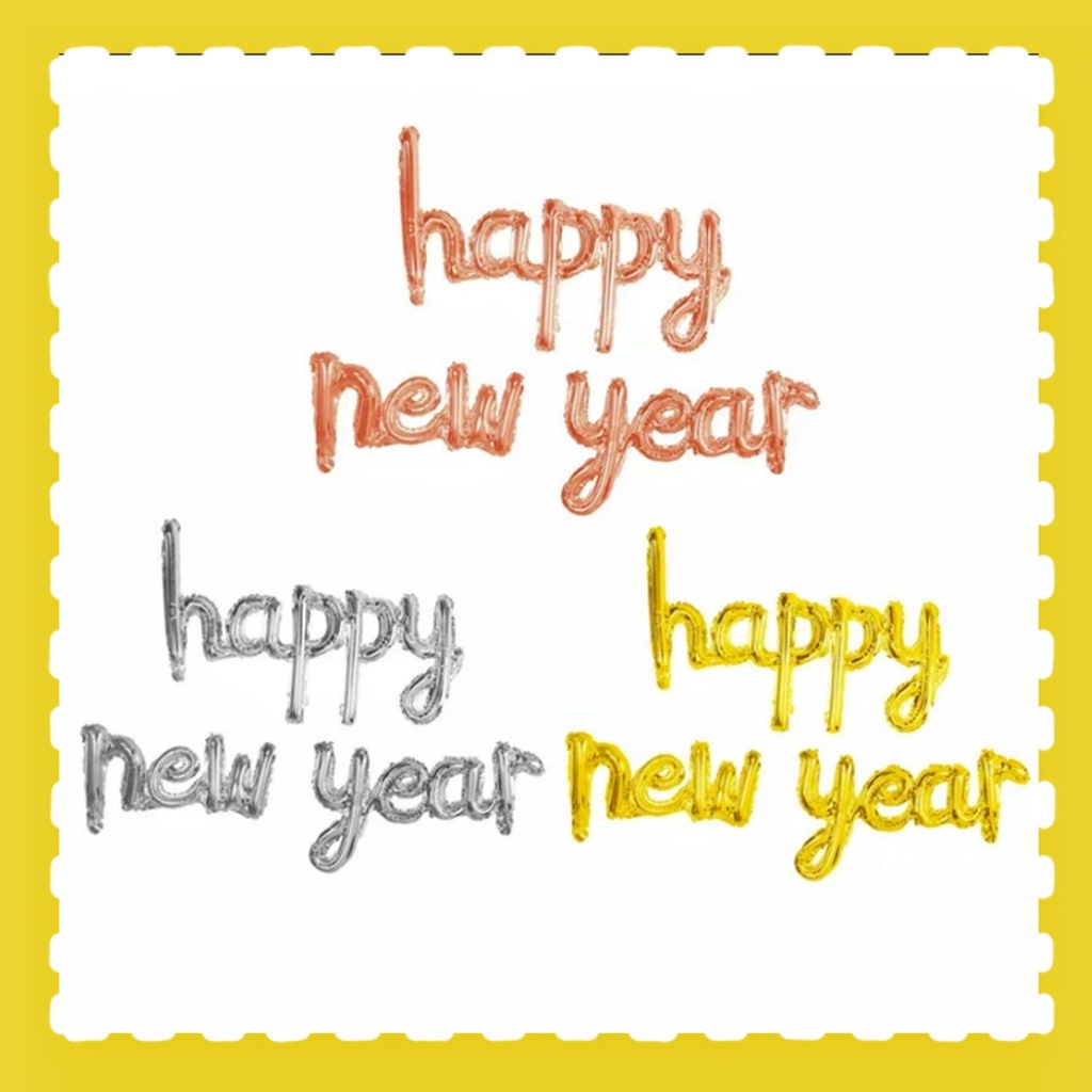 16 inch Gold Silver Rose gold Happy New Year conjoined lowercase ...