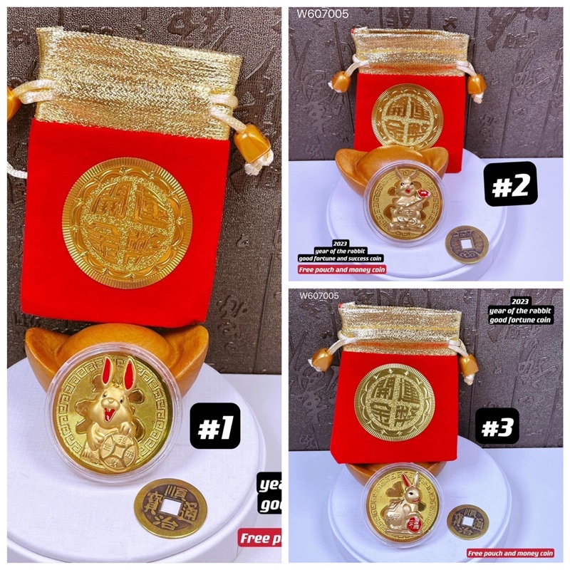 (wikacharms) 2023 wealth rabbit good fortune coin free pouch and money ...