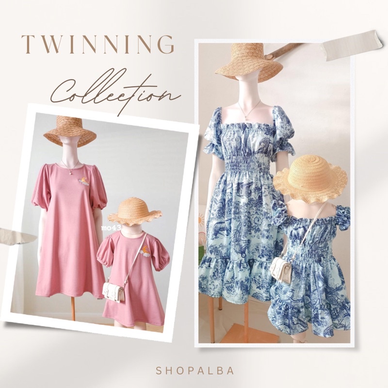 Birds print twinning set for Mom + Daughter + Son