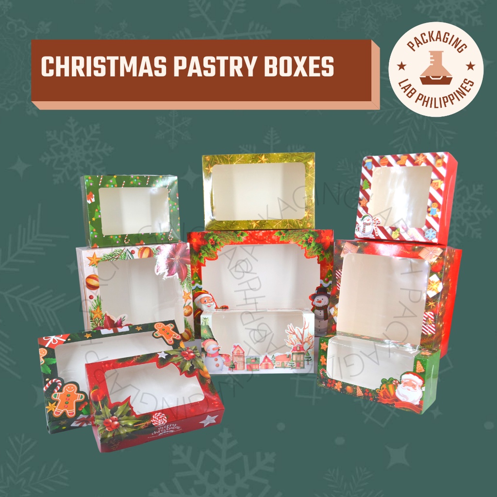 [20pcs] Pastry Boxes with Christmas Design for Cakes Pastries | Shopee ...