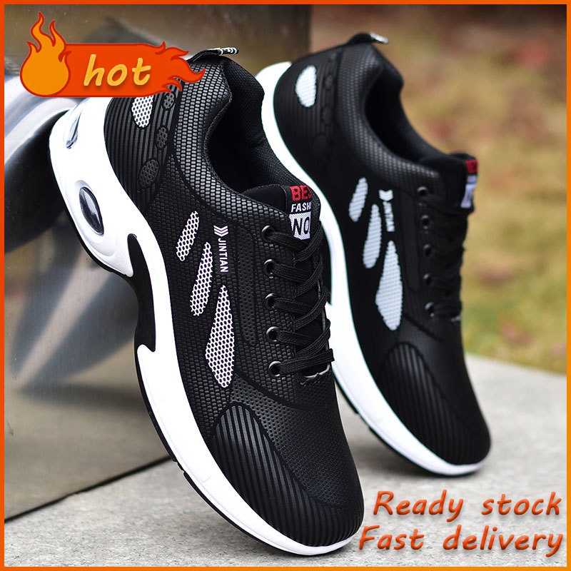 Men's Plus Size Korean Sneakers Leather Waterproof Running Shoes Rubber ...