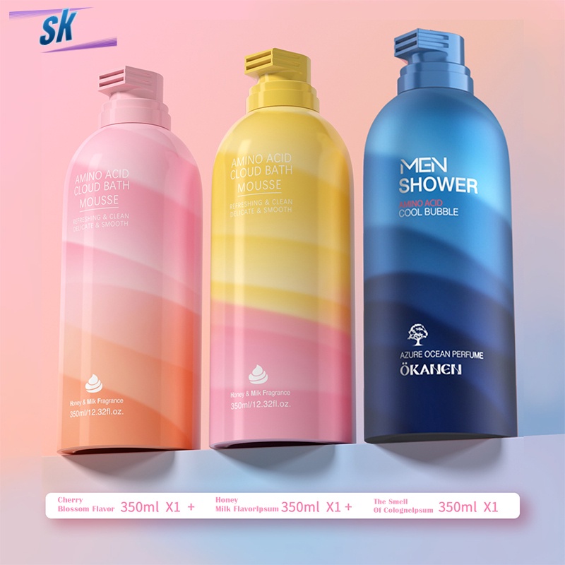 SK Mousse Shower Gel Whitening Perfume Body Wash 350ml MASKIN Amino