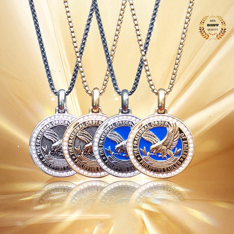 Fashion Latest Style Pure Stainless Steel Eagles （the Fraternal Order Of  Eagles-Philippine Eagles）Diamond Pendant Colors With Necklace Eagles - Main Image
