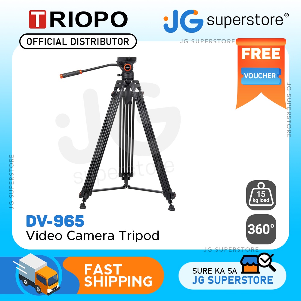 Triopo DV-965 Professional Video Camera Tripod w/ 15kg Load Capacity ...