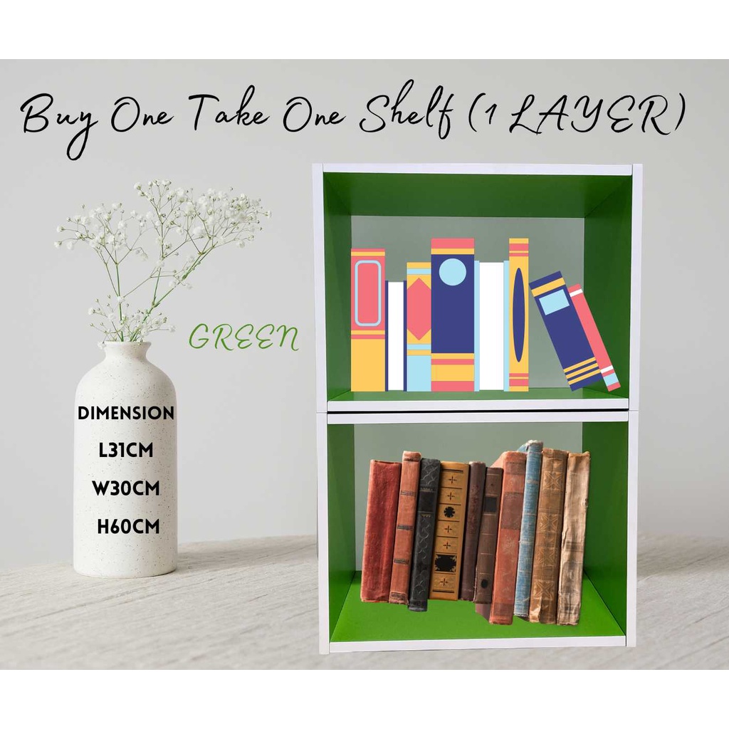 Green One Layered Bookshelf (Buy one take one ) Shopee Philippines