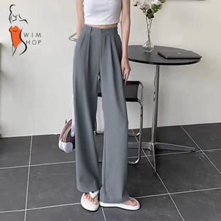 Wide leg pants highwaist trouser for women plain casual pants for