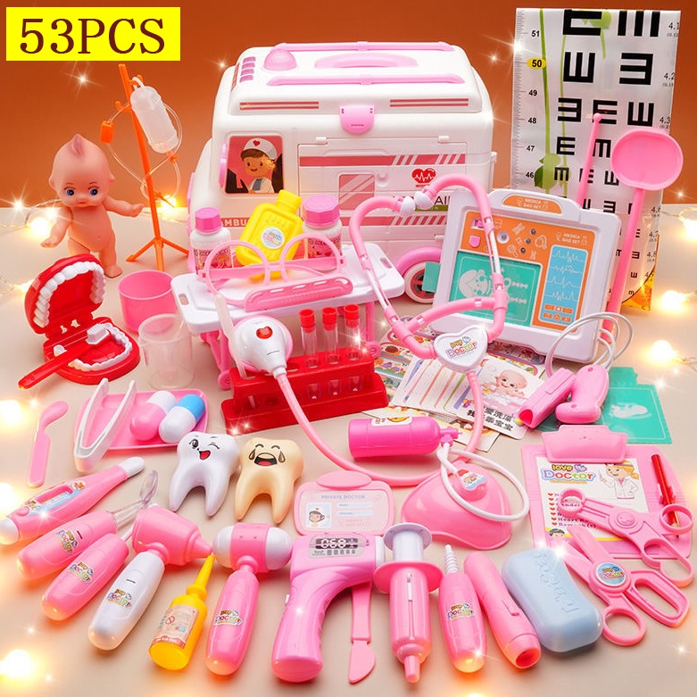 53pcs Doctor Set Toys for kids girl Simulation Medical Box Nurse doctor ...