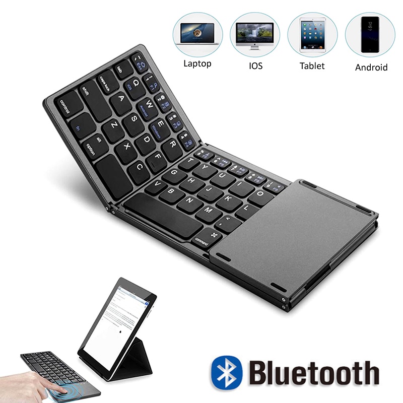 Portable Mini Three Folding Bluetooth Keyboard Wireless Foldable ...