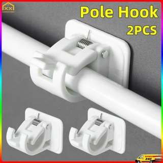 Install Shower Curtain Rodno-drill Curtain Rod Brackets - Brushed Nickel,  2pcs, Easy Stick Hooks