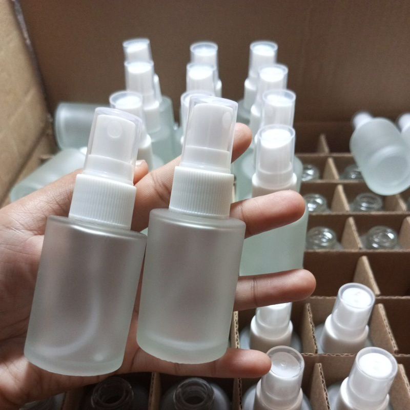 10PCS 30ML FROSTED PERFUME GLASS BOTTLE WHITE AND BLACK SPRAYER ...