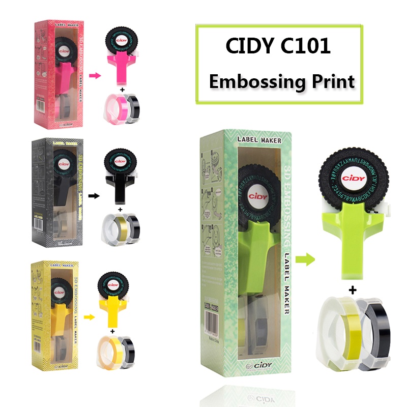 Multicolor Embossing Label Maker with FREE 2 TAPES (9mm x 3mtrs) Manual ...