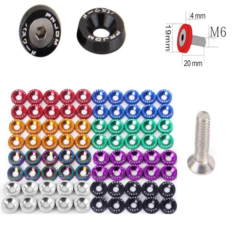10pcs-aluminum-jdm-fender-washers-and-m6-bolt-car-modified-hex