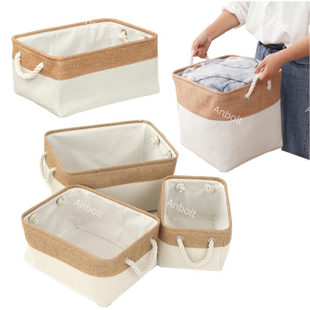 Canvas Storage Basket Fabric Storage Bins Foldable Clothes Toys Storage