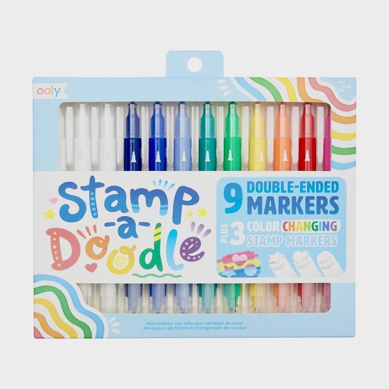 Ooly Stampables: Double-Ended Brush & Stamp Markers -- Set Of 18