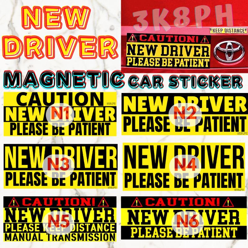 NEW DRIVER MAGNETIC CAR STICKER | different designs of NEW DRIVER ...